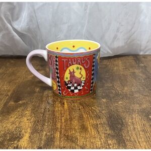 Anthropologie Eleanor Bowmer Mug Zodiac Taurus Colorful Stoneware Coffee Tea